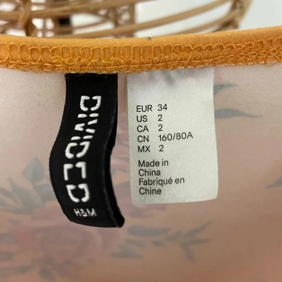 H&M Yellow Floral Wrap Dress / size 2  / mustard - Picture 2 of 4